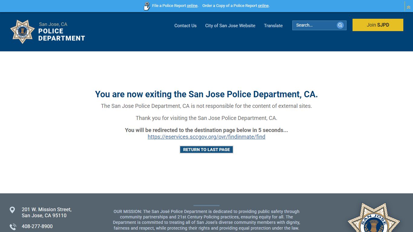 Inmate Booking Information | San Jose Police Department, CA