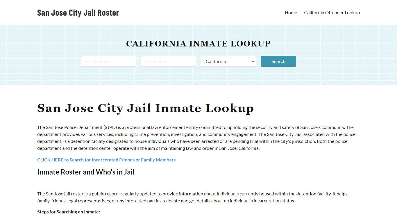 San Jose Police Department & City Jail, CA Inmate Roster, Arrests, Mugshots