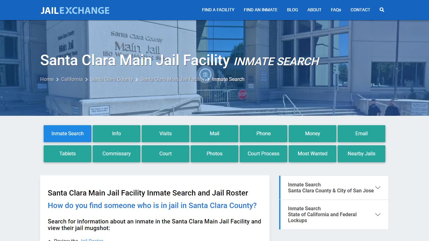 Inmate Search: Roster & Mugshots - Santa Clara Main Jail Facility, CA